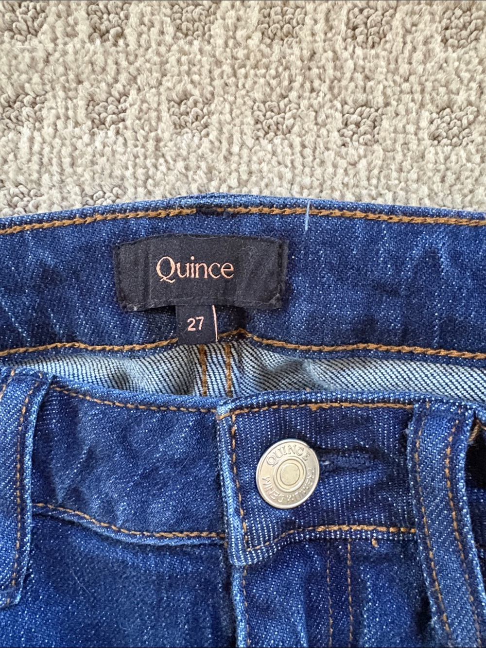 Quince Women’s Bella Stretch Dark Blue Straight-Leg Jeans - Picture 2 of 11